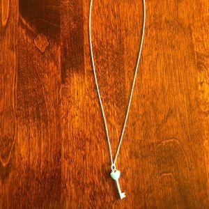 Tiffany&Co heart key charm blue necklace